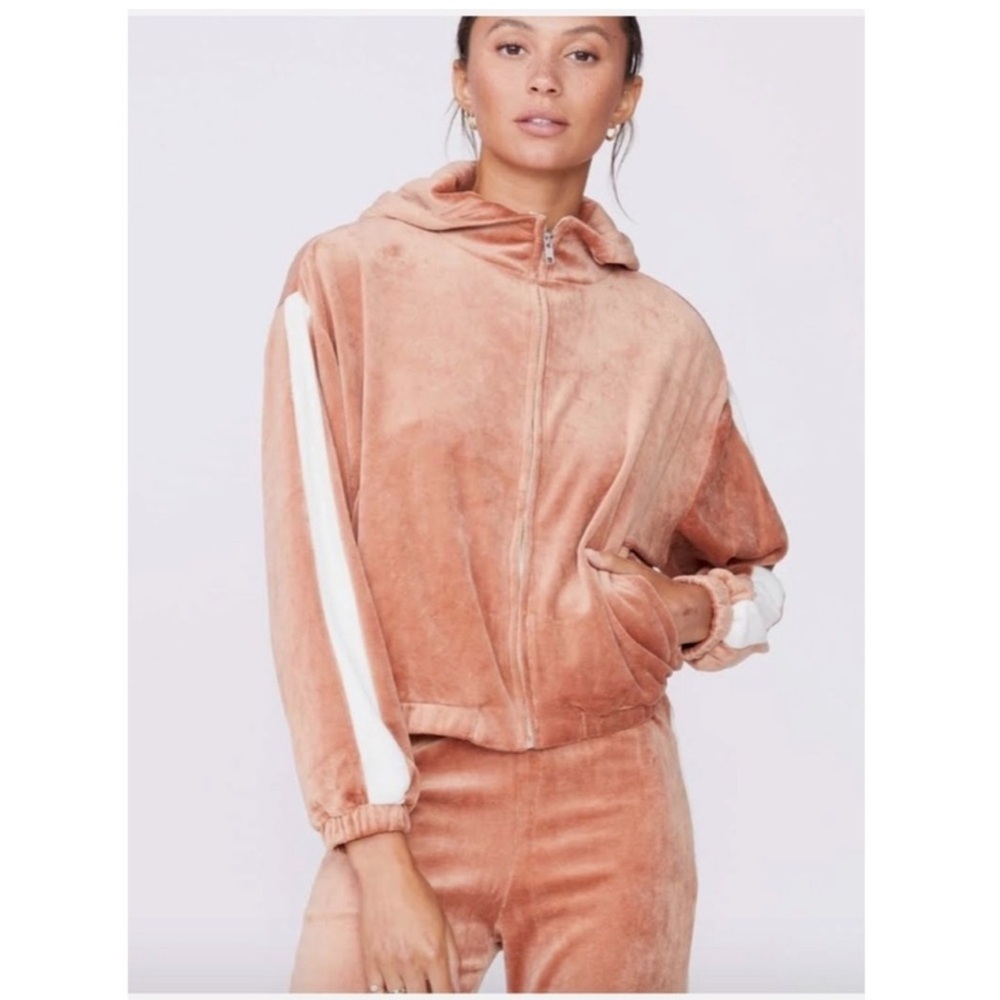 Monrow Velour Sporty Zip Hoodie- XS,S,M.
